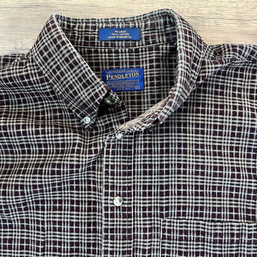 Vintage Pendleton‎ Flannel Plaid Button Down Shirt Cotton Men's Sz XL